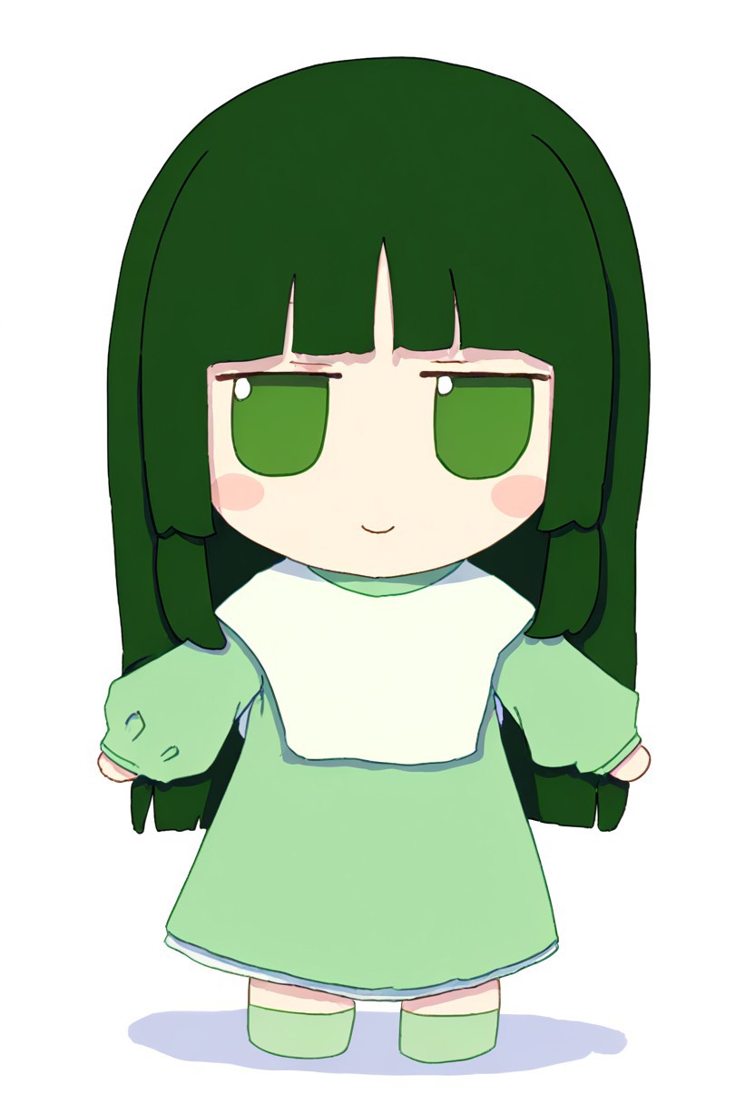 masterpiece, very awa,white background,simple background,fumo,chibi, smile, cute, angelic,  looking at viewer
BREAK
chibi,fumo,touin rina,idol