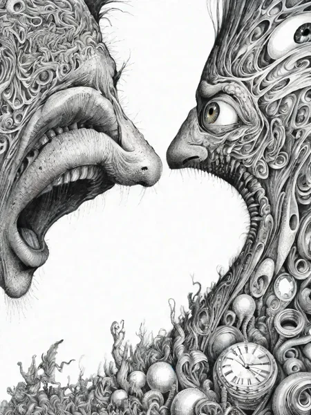 <lora:sur-mono_XL:1>, sur-mono_XL, monochrome, line sketch, surrealistic, in the style of Zaleska Tepes