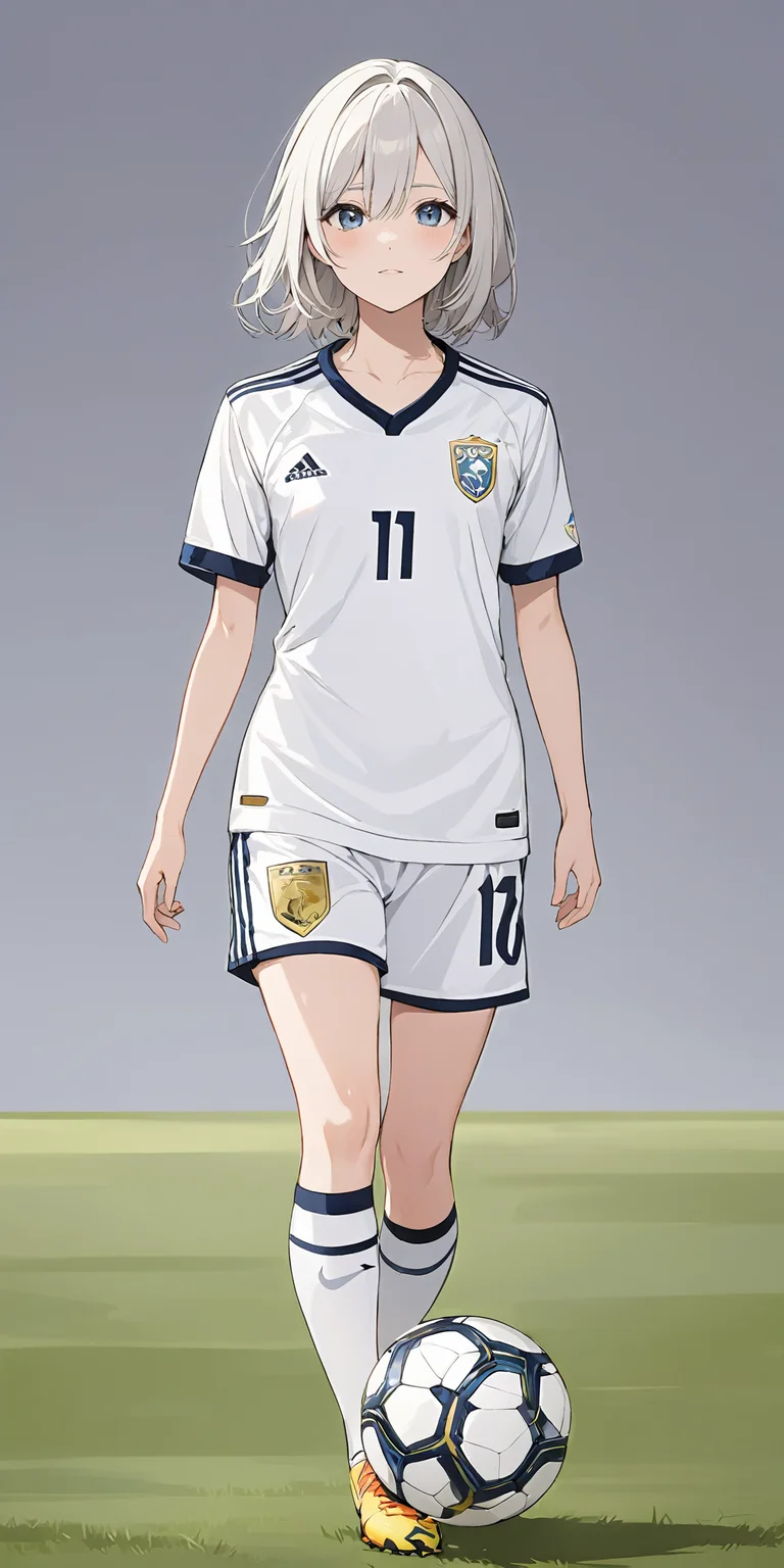 masterpiece,ultra-detailed,best quality,8K,illustration,cute face,clean skin ,shiny hair,girl,ultra-detailed-eyes,simple background, <lora:add-detail-xl:1> <lora:soccer uniform_XL_V1.0:1> soccer uniform