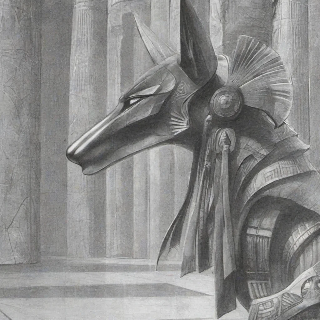 deatiled drawing of a female   <lora:stargateJackal-SDXL:1.0> stargateJackal in a eqyptian temple
