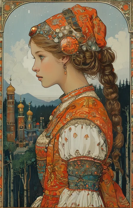masterpiece,best quality,<lora:tbh166-sdxl:0.9>,illustration,style of Ivan Bilibin, tech genius teenage girl