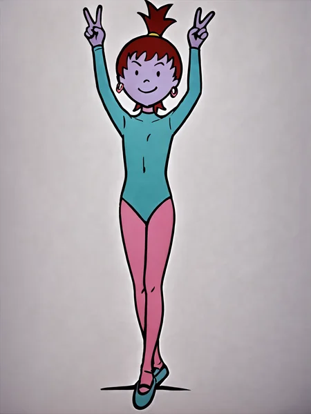 score_9, score_8_up, score_7_up, score_6_up, score_5_up, source_anime, masterpiece, high quality, BREAK white background, 1girl, <lora:Beebee_Bluff_PDXLv1:0.8> beebe bluff, hoop earrings, pink pantyhose, long sleeves, leotard, smile, v, ballet slippers
