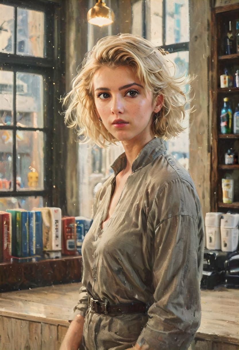 ((a beautiful woman in a Hair Salon, 
Khaki and  color Palette, urban city  window view)), 
bust shot, close-up lips, 
modern interior design, cyberpunk, 
Recliner|Dressing table|Table lamp|Screen|Monitor|Signboard_Details,
Metal|Glass|Leather|Textiles|Carpet|Pillow_Texture,
perfect blonde hair, 
(modern photo, fashion dress up:1.1), 24mm, (analog, cinematic, film grain, hazy atmosphere, detailed eyes, (seductive), (epicPhoto), (looking at viewer), (cinematic shot:1.3),
ac_neg1, great lighting, extremely detailed, happy, Hair Salon, impressionist painting, zoya