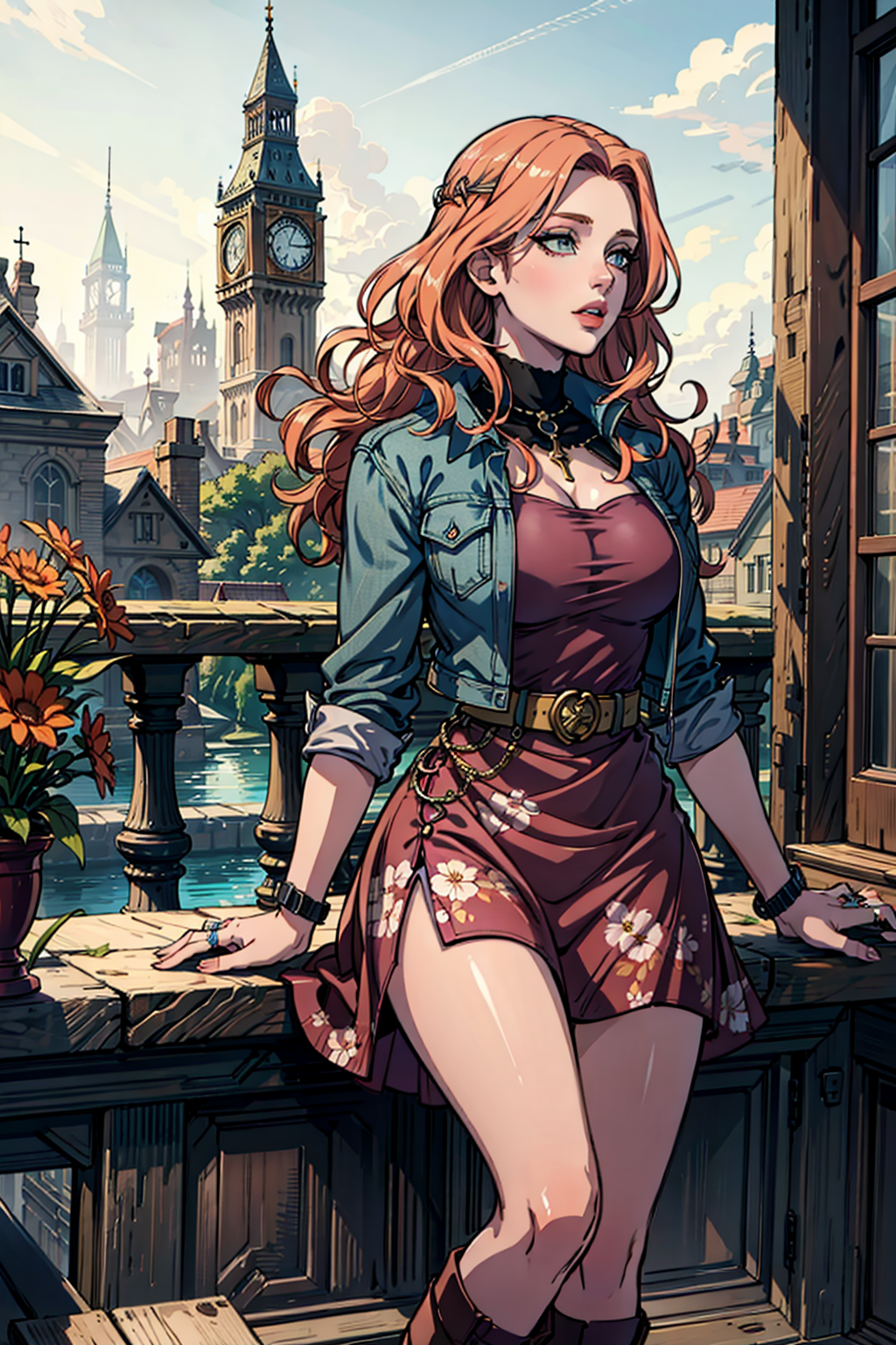 school, 1girl, solo,
BREAK
EPefCornelia, <lora:EPefCornelia-000007:0.7>, (Cropped denim jacket, floral dress, ankle boots, woven belt, statement ring:1.3)
BREAK
(masterpiece:1.5), illustration, 4k, 8k, natural lighting