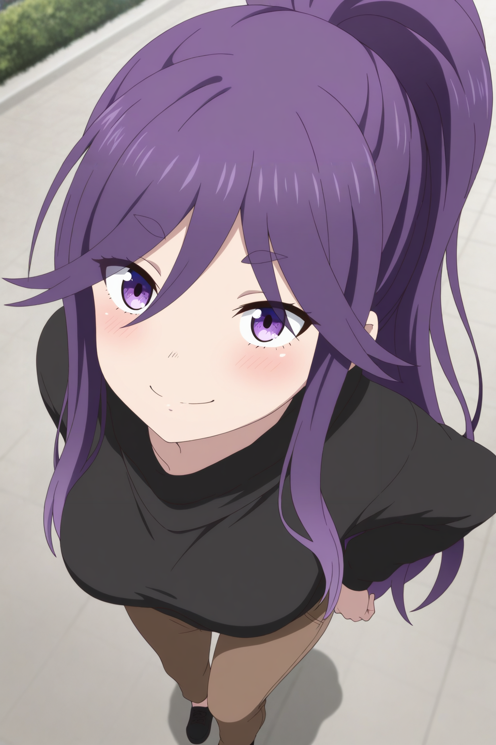 masterpiece, best quality, amazing quality, very aesthetic, absurdres, ultra detailed,
<lora:il_contrast_slider_d1 (Ð¦ÐÐÐ¢ ÐÐÐ Ð¢ÐÐÐÐ):-0.8>
 <lora:Koyomi Hasunuma:0.8> koyomi_hasunuma, 1girl,
black sweater, brown pants, black shoes,
portrait, smile,
view from above, body is visible, medium breasts are visible from under the shirt,,