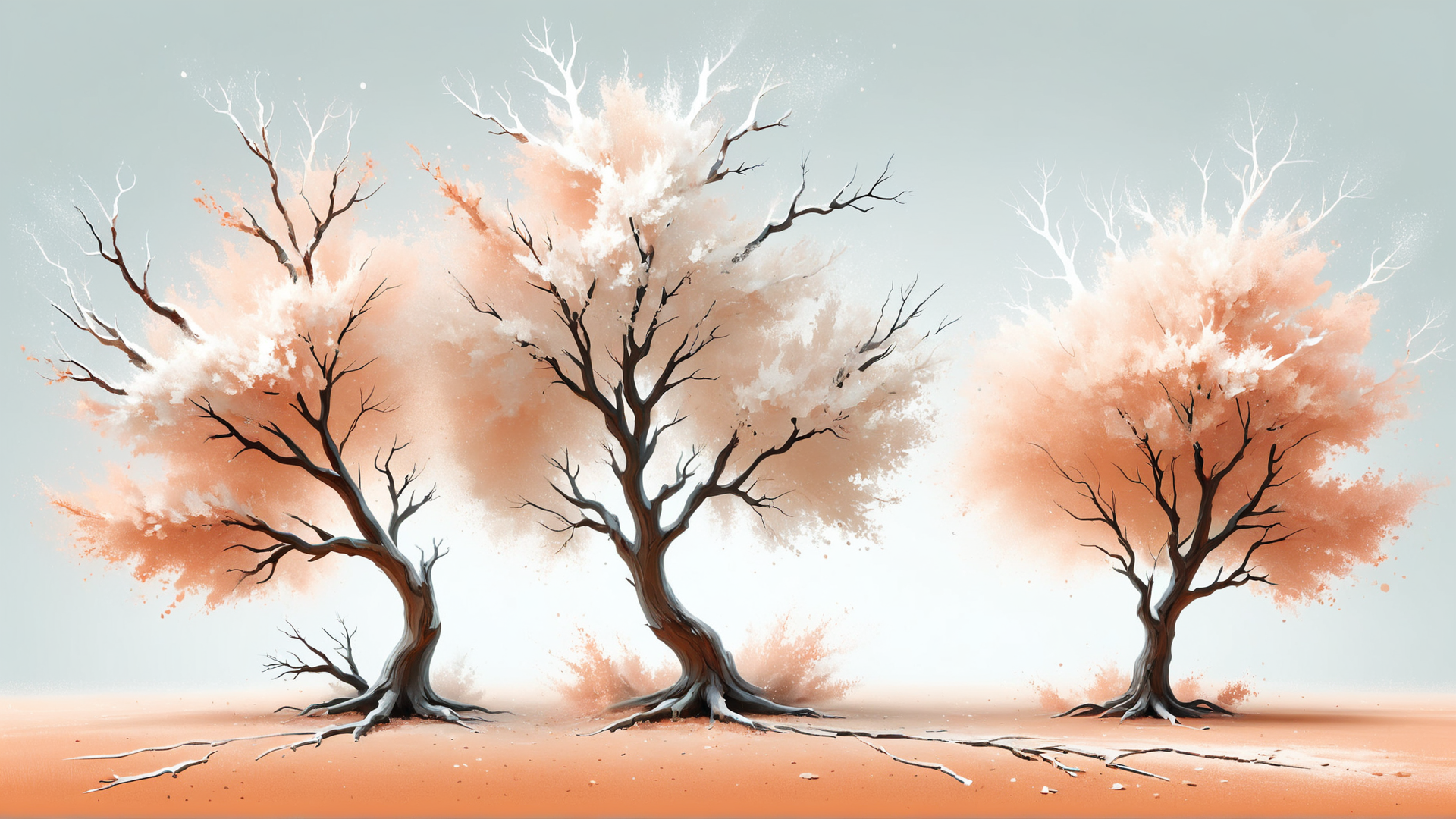 (art by Johannes Vermeer:1.3) and Pixar, Cinematic still, Vector Art, Xerography of a desolate trees, Mosaic-Like White and Peach (Electric saw:1.2) , two colors, comics, <lora:ral-dissolve-sdxl:0.789> made out of ral-dissolve, epic, cute, dramatic, romantic, ambient light