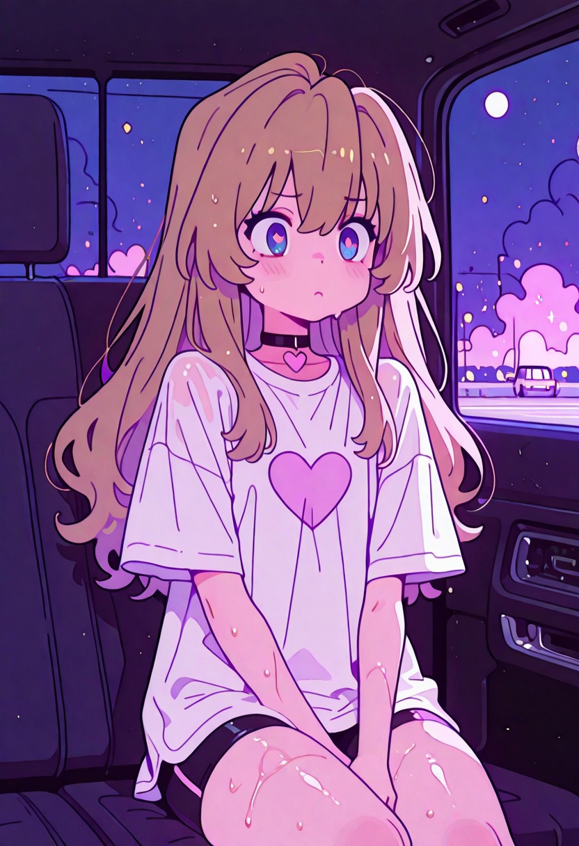 score_9, score_8_up, score_8_up,raw, realisitc, photo, 1girl, 1man, a slutty girl in mans lap, mischievous, sexy pose, intricate detail, ((nsfw)) sexy 18yo european girl, submissive, sitting, taiga aisaka, confused look, collar, long hair, blue eyes shirt, white shirt, (black bike shorts), short sleeves, narrow hips, source comic book, makeup, heart shapes, pastel colors, high res image, masterpiece, sweaty skin, shiny skin, thick thighs, volumetric lighting, car interior, detailed car interio, looking at a boy, ((embarrassment)), mascara running, choker collar, smoke, at night, night lighting, raw night lighting, night time, white sphere on the background