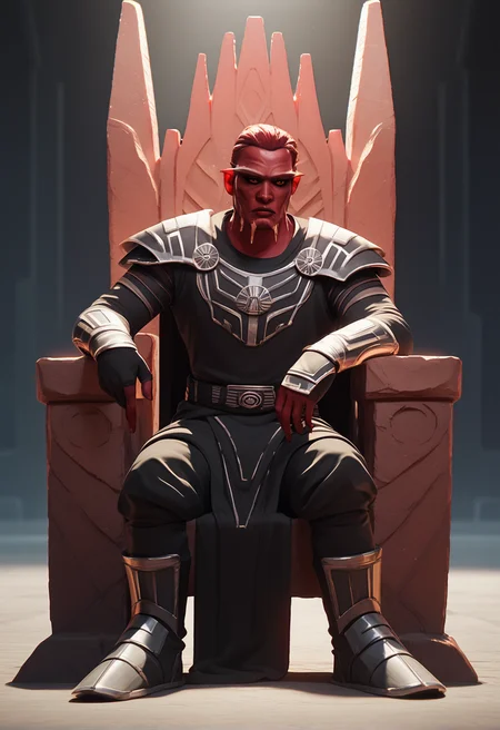 <lora:Sith_Pureblood-Pony-V1.0:1> sith pureblood, colored sclera, black sclera,  facial ridges, male, sith armor, sitting on throne, red stone throne, score_9, score_8_up, score_7_up, score_6_up, score_5_up,