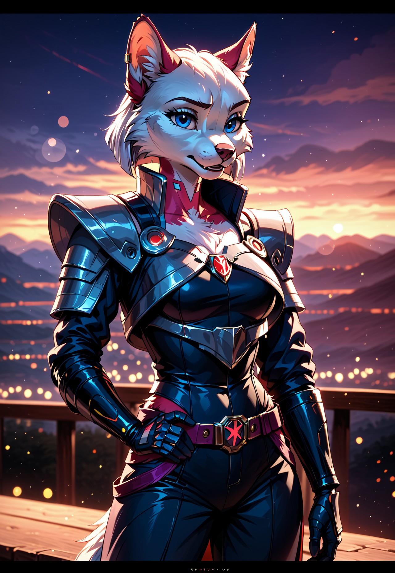 safe_pos, safe_pos, score_9, score_8_up, score_7_up, score_6_up, photorealistic, epiCPhotoGasm-colorfulPhoto, Realistic, highres, super high resolution, 8k, photo, furry, anthro, fur, cinematic film still award winning photo .Stark Pink and purple sky with a black armored knight resting his arms on a large sword.shallow depth of field, vignette, highly detailed, high budget, bokeh, cinemascope, moody, epic, gorgeous, film grain, grainy,anime, cyberpunk, Comic book style,CAICO