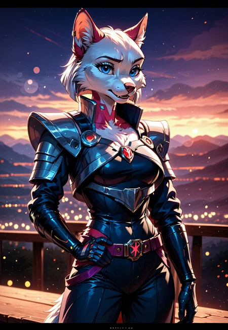 safe_pos, safe_pos, score_9, score_8_up, score_7_up, score_6_up, photorealistic, epiCPhotoGasm-colorfulPhoto, Realistic, highres, super high resolution, 8k, photo, furry, anthro, fur, cinematic film still award winning photo .Stark Pink and purple sky with a black armored knight resting his arms on a large sword.shallow depth of field, vignette, highly detailed, high budget, bokeh, cinemascope, moody, epic, gorgeous, film grain, grainy,anime, cyberpunk, Comic book style,CAICO