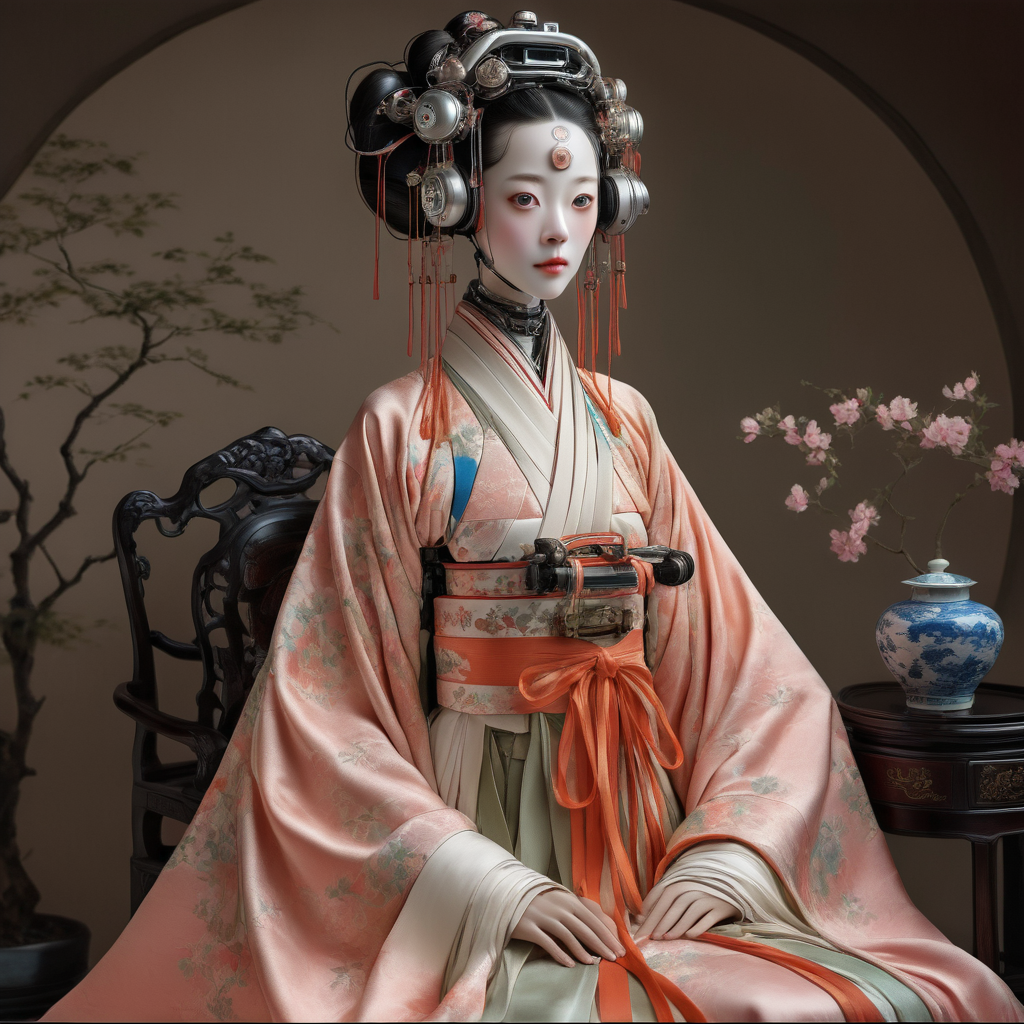 masterpiece,1lady,hanfu,looking at viewer,robotlady,<lora:robolady:1>,