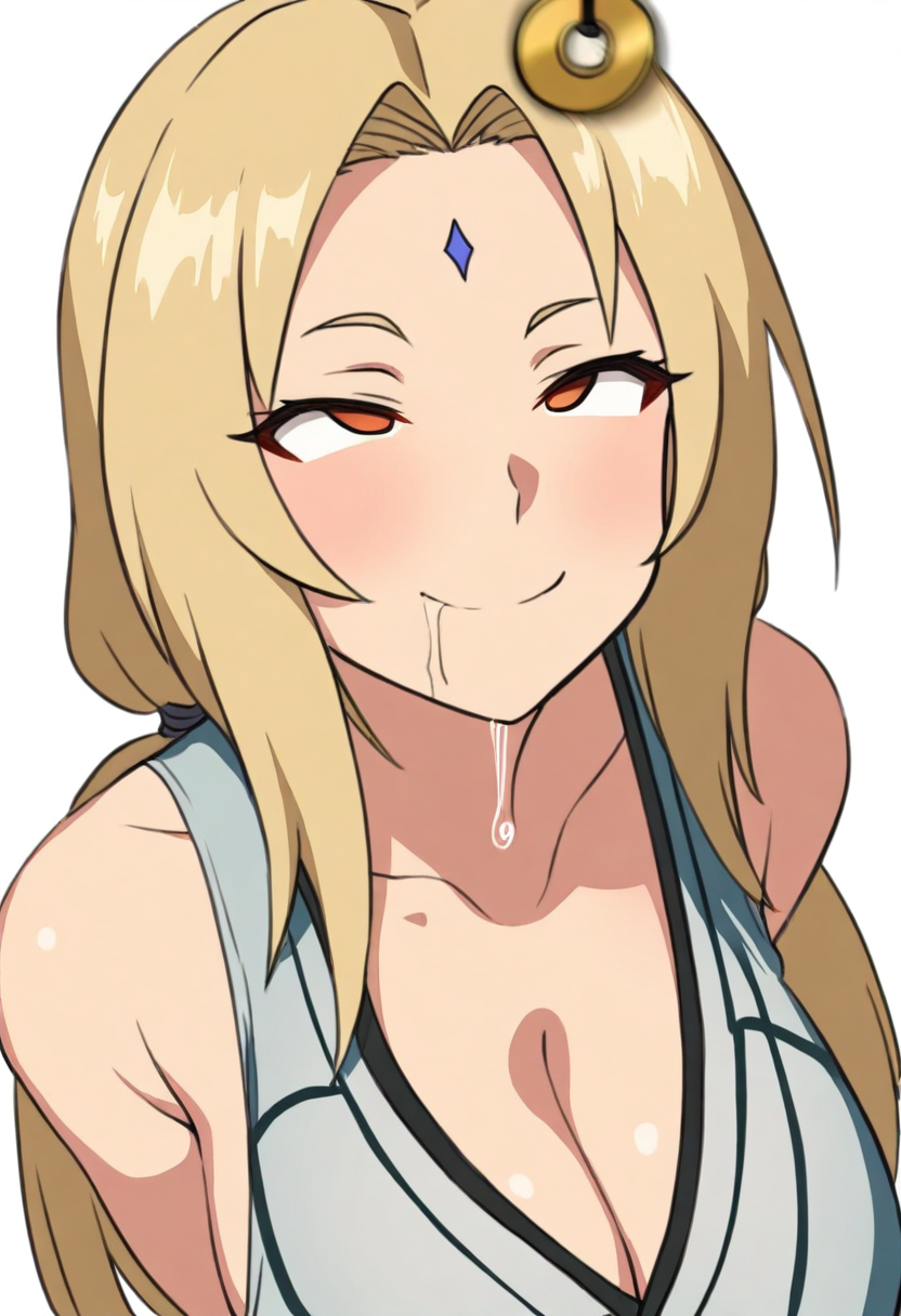 masterpiece, best quality, highres,1girl, solo, tsunade, cross3d_3y3s, crossed_eyes, saliva, pendulum, hypnosis, front_view, closed_mouth, smile <lora:Crossed_eyes_-_Hypnosis_-_Illustrious:1.0>