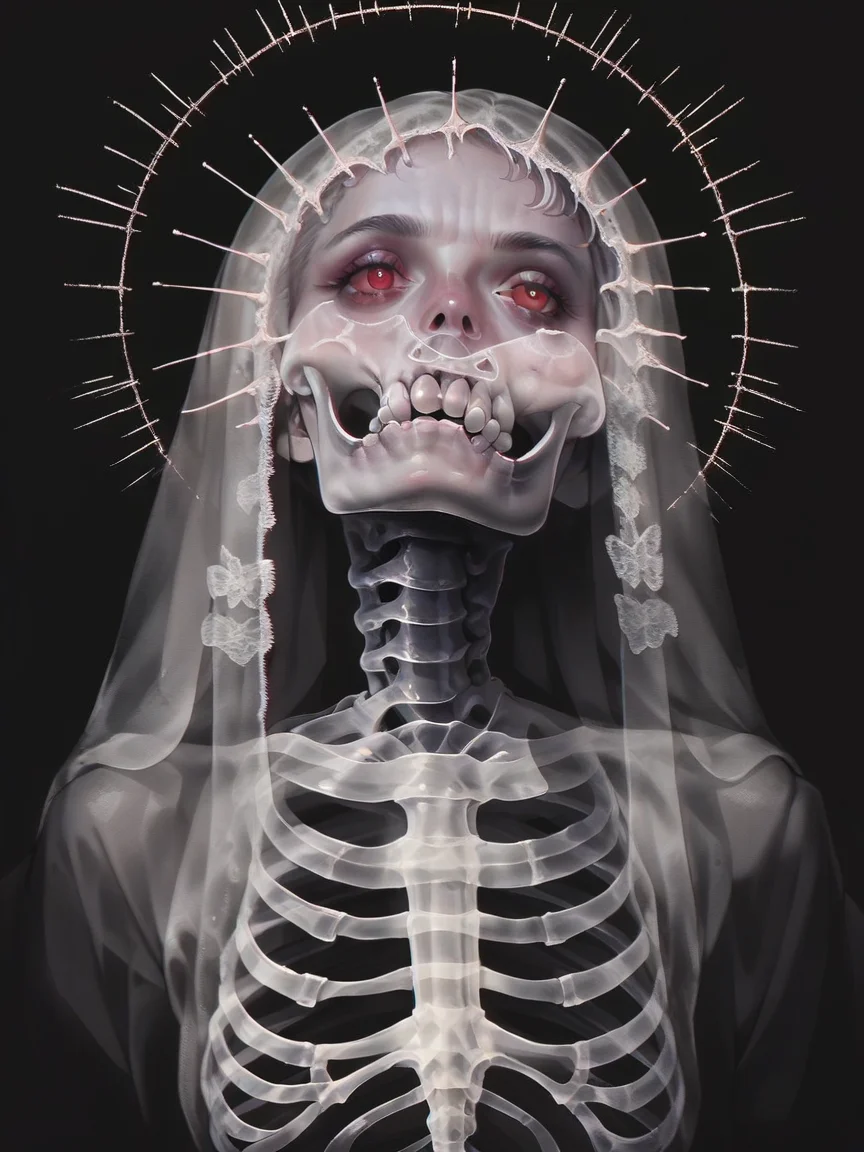 score_9, score_8_up, score_7_up, score_6_up, score_5_up, gh0stly, black background, skeleton, horror (theme), <lora:Gh0stlyXLP:0.7> long hair, red eyes