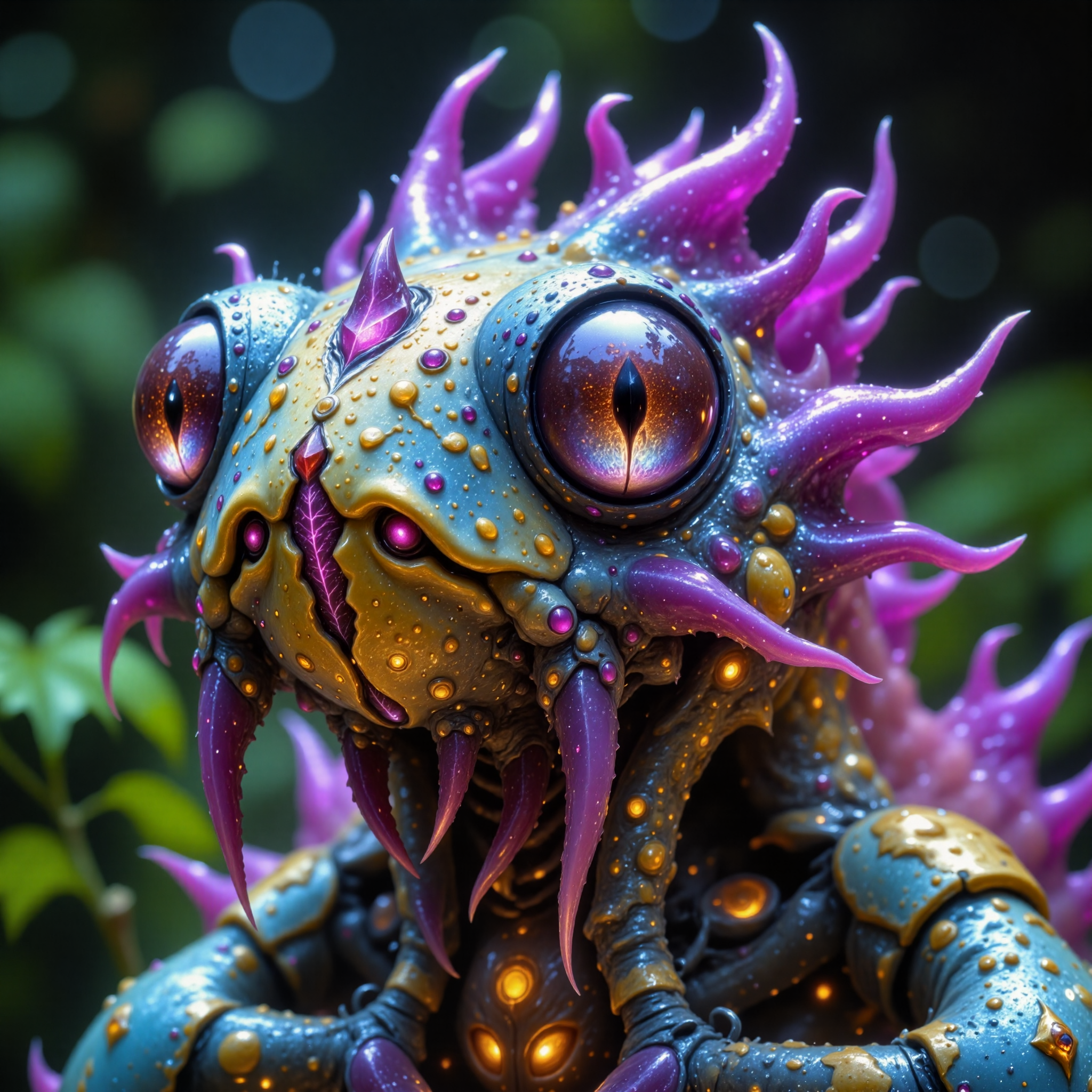highly detailed, intricate, detailed background, award-winning macro photo, short depth of field, fractal art, the diminutive "reticulated barbquibberer" is a curious and eccentric colorful life form, it thrives among the fascinating flora in the swamps on planet "marvin's world", dappled sunlight, neon hues, golden ratio, in the style of ck-ovf, amanoer, arsmjstyle, dnddarkestfantasy, aidmafluxpro1.1, 
<lora:style-oneviolentfantasy-ep21-flux-by_chronoknight:0.6> 
<lora:style-yoshitaka_amano-elden_ring-flux-by_alicient:0.4> 
<lora:style-dnd_dark_fantasy-flux-by_arsmachina:0.68> 
<lora:flux_pro1.1_detailer-v0.2-flux-by_aidma:0.6>
