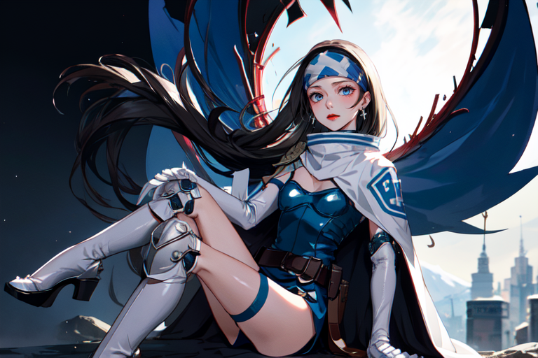 highly insanely detailed, masterpiece, top quality, best quality, highres, 4k, 8k, RAW photo, (very aesthetic, beautiful and aesthetic),  
beth_\(megami_tensei\),bethsmtii,shin megami tensei ii,long hair,black hair,straight hair,sleek black,jewelry,cross,headband,red_lipstick,white cape,cape_with_messian_symbol,Religious_cape,messian_symbol_cape,holy_knight_cape,armored_pads,armored_gloves,knee_pads,armored boots,belt,belt pouch,white gloves,holy_knight,holy_knight_armor,white footwear,breastplate, 
<lora:zs_Beth:0.8>, 
(1girl:1.3), 1other, 
a colorful background,(EPtiedyeworld,tie-dye color background),âââ
