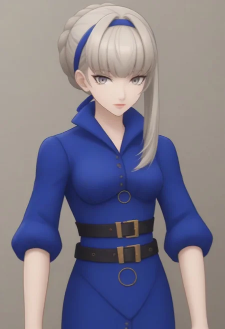 source_anime, anime screencap, source_anime, auratheguillotine, anime screencap, masterpiece, source_anime, shiny skin,,,,,,,,masterpiece,meropep5x, blonde hair, hairband, braid, bangs, grey eyes, blue shirt, belt, black gloves, long blue skirt, black pantyhose,