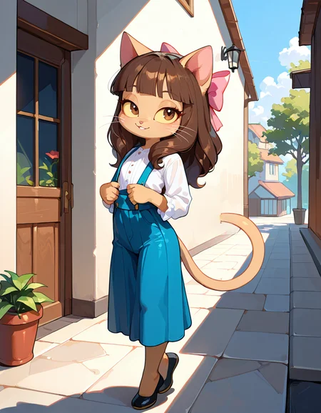 masterpiece, best quality, very aesthetic, absurdres,
outdoors,
full body, posing,
seductive smile, parted lips, long eyelashes,
<lora:Ivy_Pepper_v01_NAIXL:1>
1vyP3pp3r,1girl,solo,furry,furry female,cat girl,cat ears,brown hair,hair bow,long hair,blunt bangs,brown eyes,yellow sclera,animal nose,whiskers,body fur,cat tail,