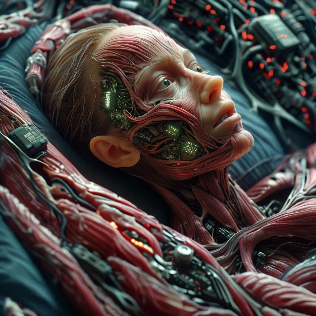 cyberanatomy girl in bed, very detailed, photorealistic, dark and expressive, cinematic<lora:cyberanatomy:1>