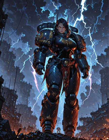 masterpiece, best quality,high quality, newest, highres,8K,HDR,absurdres, NightL40K, 1girl, power armor, solo, warp lightning, hovering, psychic powers, glowing eyes, battlefield
<lora:ILLNightL40K:1> <lora:iLLMythAn1m3Style:0.8>