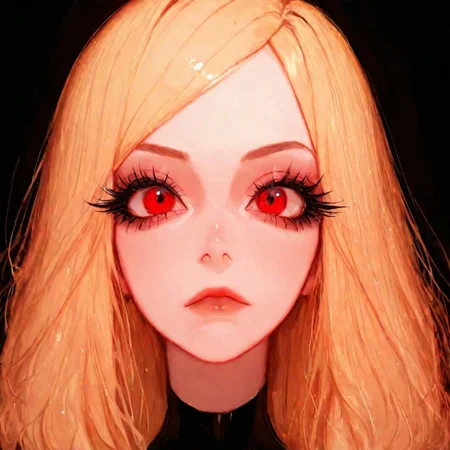 BB Dubai, woman, good quality, very aesthetic, absurdres), 1girl, solo, eyelashes, (beautiful eyes), y4m1y4m1, red eyes, blonde hair