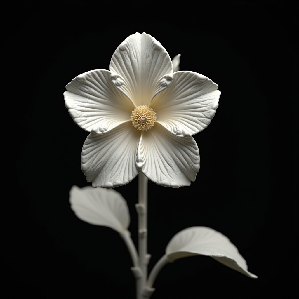 <lora:3DPrintingXL:1>,
masterpiece,(best quality),
official art,extremely detailed cg 8k wallpaper,
((crystalstexture skin)),(extremely delicate and beautiful),highly detailed,
WhiteMold, art style, 3d printed mold, flower, black background, simple background, bird, plant, no humans