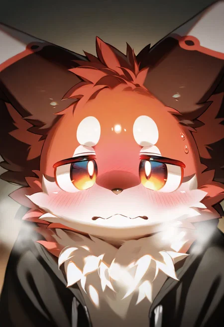 (zuppu11, nozuomu), xi410, 748cm, alens, nyalia, kyomu, 1boy, solo, furry, cute, kemono, masterpiece, best quality, very awa, very aesthetic, absurdres, sentensive, looking at viewer, blushing, steamy breath