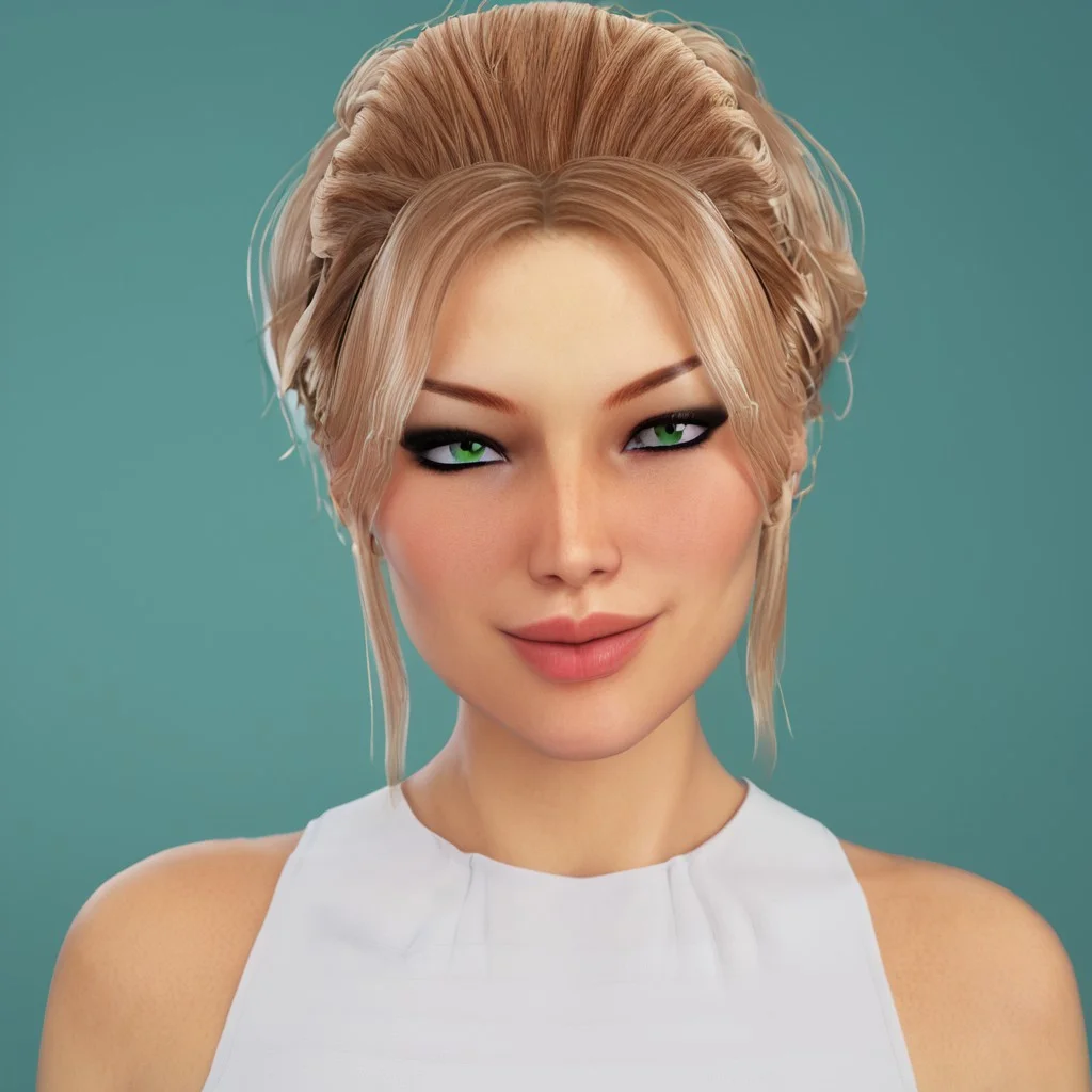 easynegative, masterpiece,best quality, highly detailed, score_9, score_8_up, score_7_up, score_6_up,
1 girl, solo, Liza, blonde hair, green eyes, eye shadow, mature, beautiful girl, shiny look. looking directly at viewer.
happy face, smiling. bright green background. Facing viewer. All hair in view