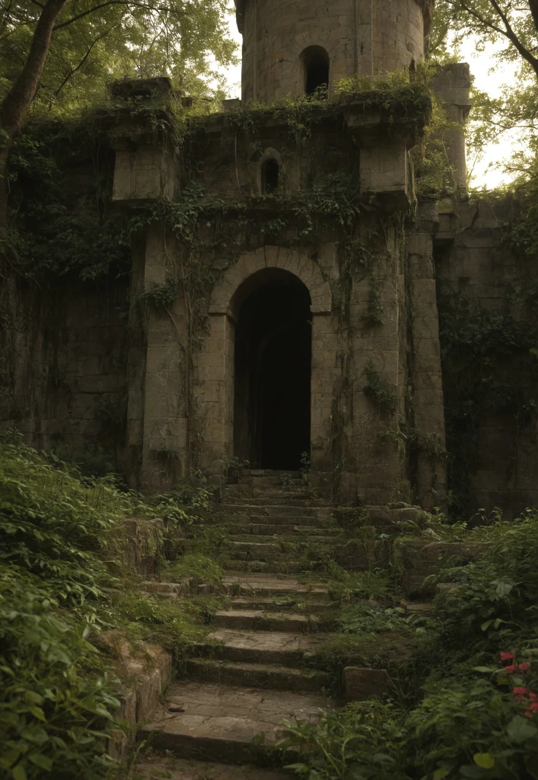 In the quiet stillness of dawn, the serene twilight envelopes the ancient castle ruins, creating an atmosphere of tranquil beauty. The crumbling stone walls are draped in ivy and moss, with wildflowers blooming amidst the decay. The soft, golden light of dawn filters through the ruins, casting long, dramatic shadows and highlighting the intricate details of the once-grand structure. The air is filled with the scent of damp earth and the faint, lingering fragrance of decaying flora, adding a touch of melancholy to the scene. In the background, a lush, overgrown garden surrounds the ruins, where once-vibrant flowers now whilst, creating a sense of floral decay. The scene is imbued with a sense of ethereal magic, as if nature is slowly reclaiming the ancient castle.
(8k uhd:1,4)
<lora:add-detail-xl:1>
<lora:Dynamic Poses:1>