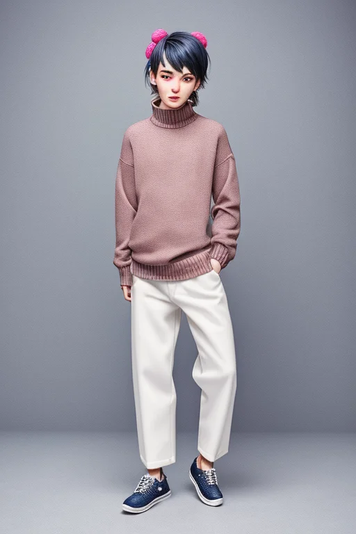 (bada-club:1.0), with pants and a sweater and shoes