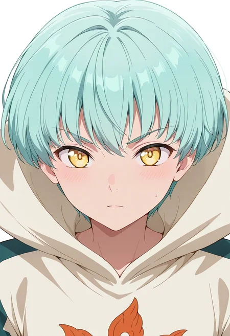 masterpiece, best quality, , , , 1boy, solo, male focus, <lora:sariel_nnt_ilxl:0.98>, sariel_nnt, aqua hair, yellow eyes, short hair, , ,