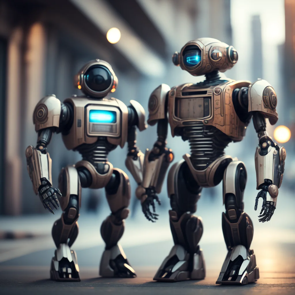 photo Robot Police standing in the Street (MechaLabor style:1) <lora:djzMechaLabor:0.8)