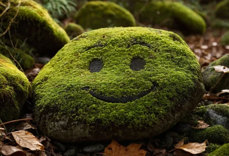 CINEMATIC SHOT,professional photo by Caravaggio of wild nature,Sachalin,autumn, (stone with smug emoji face covered in moss:1.8), blurred background,
rule of thirds,view from surface,(by Christopher Nolan:1.4),F11,(DOF, Cinematic Color grading, intricate, hyper realistic, detailed, flickr, cinematic lighting),<lora:Wild_nature_XL:1>,<lora:add-detail-xl:1>,