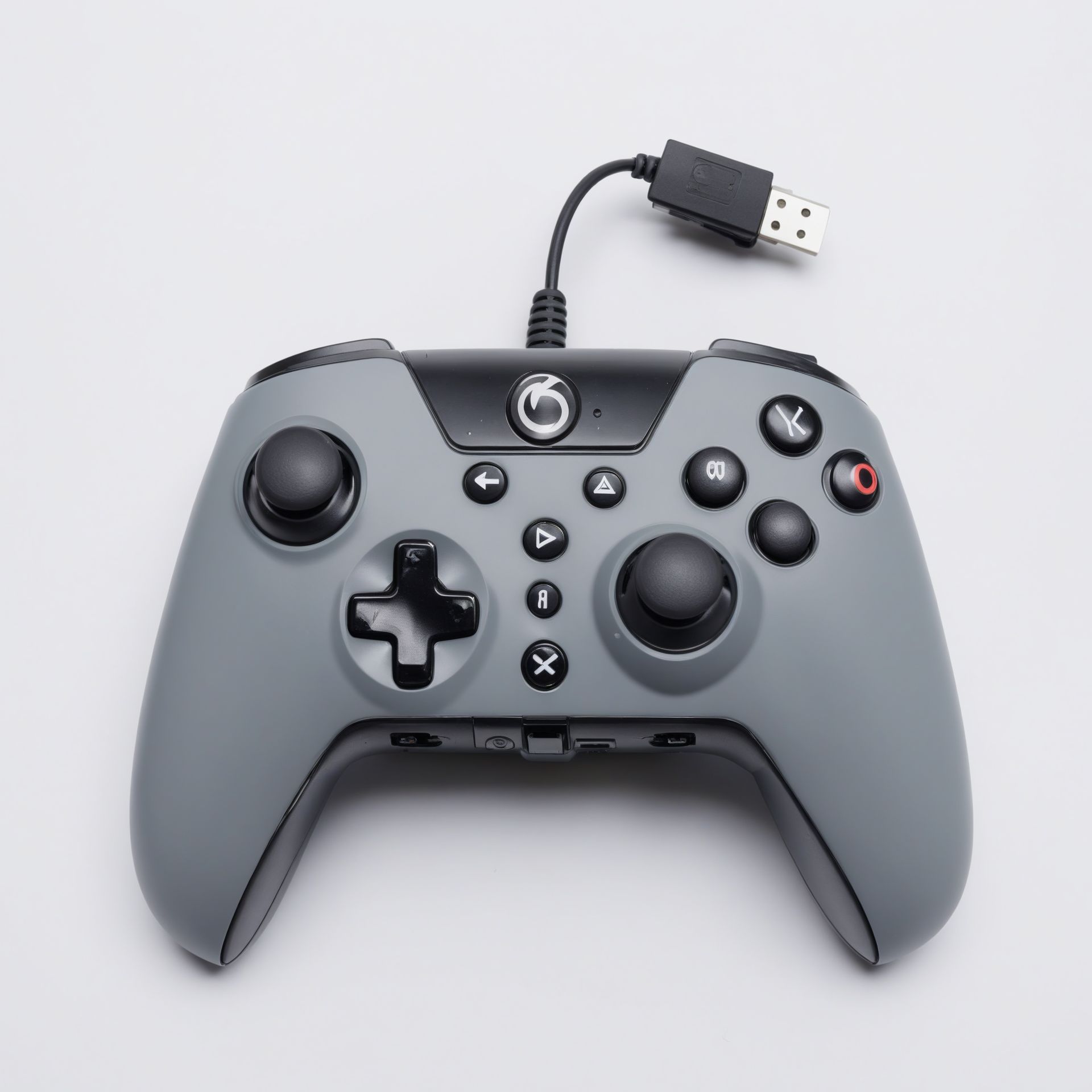 video game controller, grey, 4 face buttons, controller, analog stick,