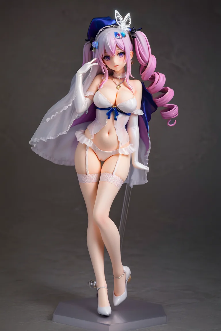figma,1girl,medium breasts,payot,two side up,
((silver lace, lace_trim)),earrings,bracelets,see-through capelet,pelvic curtain,bare legs,thigh strap,lace_choker,halterneck,
royal,holy,saint,wedding,silver_trim,silk cape,(priestess),harem outfit,bridal garter,sheer negligee|frilled dress,veil,cameltoe,skindentation,priestess,sheer capelet,sheer highleg leotard,lace trimmed panties and legwear,halterneck,cleavage,sideboob,navel,off-shoulder,skinny,light smile,(wide witch hat),blush,sitting,long wavy curly hair,(double drills sidelocks),elbow gloves,butterfly,flowers,tattoo,multicolored,floating hair,nipples,masterpiece,best quality,