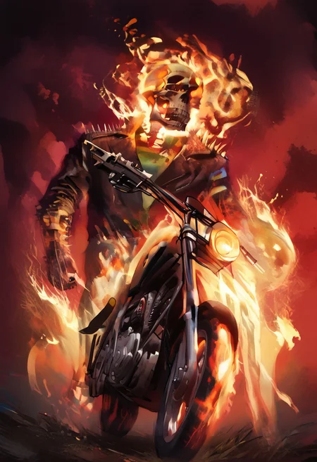 masterpiece, highly detailed,
illustration movie poster portrait of the ghostrider jumping in a motorcycle,
ghostrider, skull head, on fire, leather jacket, leather pants, gloves, spikes, chain, shotgun,
(view from below:1.4),
Freebo_alloy,
ethereal,
sinister tendrils,
dark wisps,
evil essence,
spectral aura, ghostly,
decaying body,
burning wheels, moon,
abstract,
