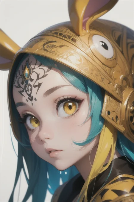 masterpiece, best quality, (rabbit) bunny, large eyes, (cartoon), splashing, abstract, psychedelic, (neon:0.8), extremely detailed, (white background:1.3), ink, (creative:1.3), intricate detail, (pretty face), dynamic lighting, natural lighting, (yellow:1.3), photorealistic, sy3 <lora:Sy3:0.4> <lora:ink-0.1-3-b28-bf16-D128-A1-1-ep64-768-DAdaptation-cosine:1>