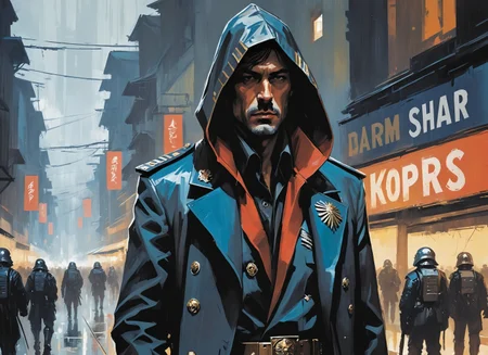 (Rosamund Pike), nighttime, cyberpunk city, dark, raining, neon lights ((,Wearing a blazer over a hoodie)), blazer, hoodie, (<lora:DiscoDeliriumXL-v1.2:0.5> disco elysium ), cyberpunk, synthwave, 1980s, futurism, brutalism, neuromancer, cinematic photo in a pet store, Background is stunning 17th century european village scenery, detailed and intricate environment, oil painting, palette knife soft brushstrokes, heavy strokes, dripping paint, art station on trend, sharp focus, intricate details, highly detailed,in wh40k, Warhammer 40,000, imperial guard, astra militarum, space marines, epic battle, across the galaxy there is only war, wearing huge pauldrons,on a mountain pass,leading a horde army, thousands of warriors, futuristic attire, future soldier, in wh40k, Warhammer 40,000, death korps of krieg, dkok, astra militarum, space marines, epic battle, only war, wearing huge pauldrons, WWI, trenches, dirt, battle,art by Agnes Cecile,art by Jakub Rozalski, 1920+ Poland