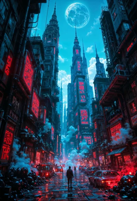 a mesmerizing and dreamlike cinematic photograph capturing the essence of finance, with vibrant colors and subtle film grain textures, blending surrealism with photorealistic accuracy, evoking a sense of futuristic uncertainty, featuring bold, neon-lit skyscrapers, intricate cityscapes, and mysterious financial symbols, with hints of misty fog and eerie lighting, as if taken from a dystopian sci-fi movie, with a shallow depth of field, and a sense of drama and tension. <lora:FluxMythAn1meL1nes:1>
