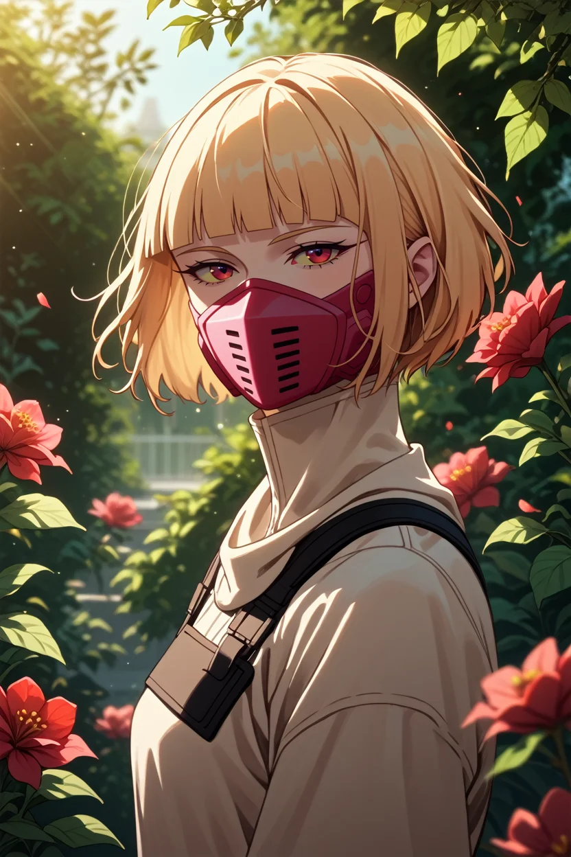 score_9, score_8_up, score_7_up, score_6_up
<lora:ERKiwi:1.0>
ERKiwi, 1girl, blonde hair, short hair, red eyes, colored sclera, blunt bangs, mouth mask, looking at viewer, standing in a sunlit garden, surrounded by blooming flowers, soft focus background with bokeh, gentle breeze rustling through leaves, romantic and dreamy ambiance