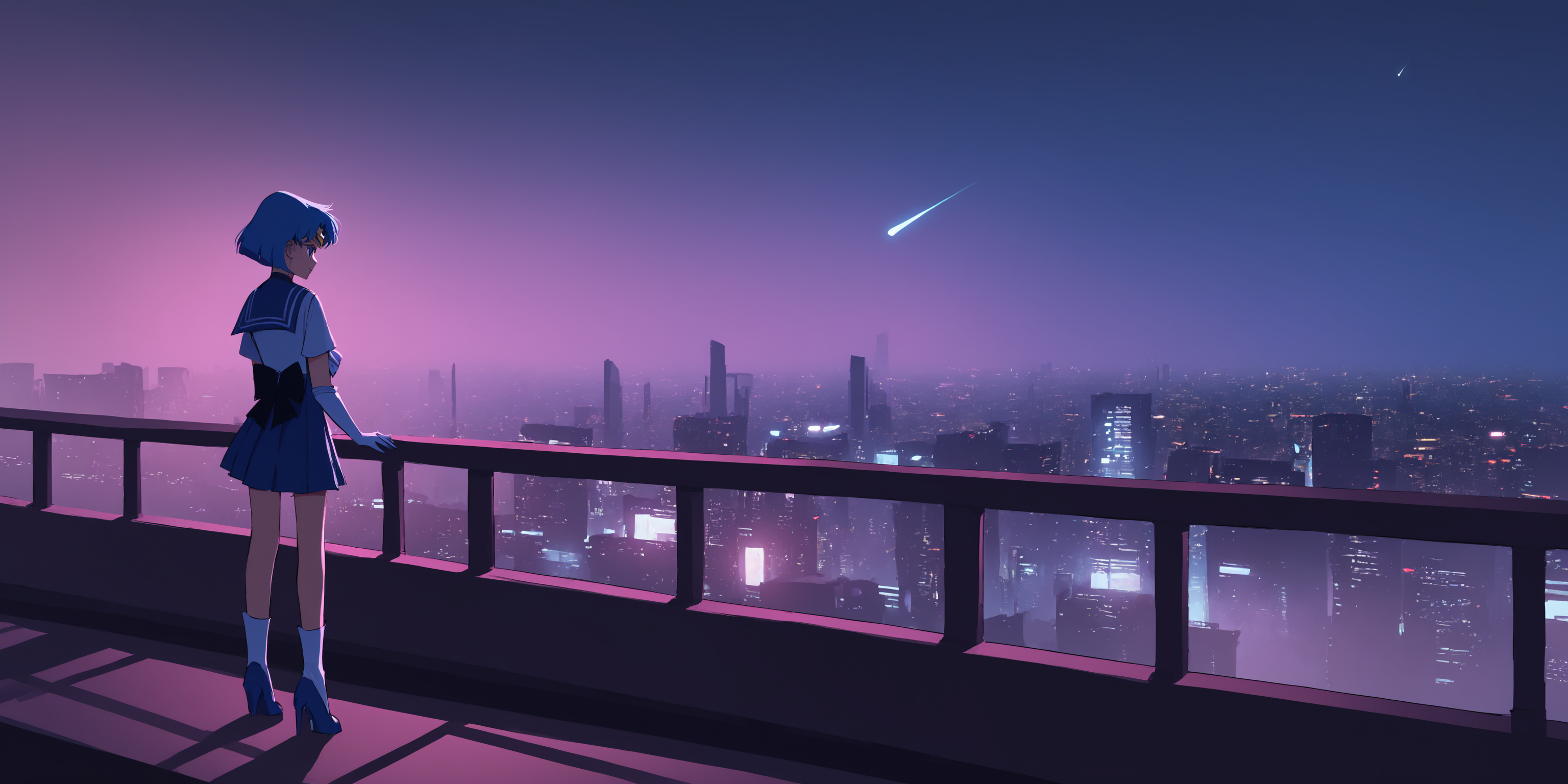 score_9, score_8_up, score_7_up, score_6_up, score_5_up, score_4_up, rating_safe
BREAK
sailor mercury, short hair, circlet, blue hair, blue eyes,
BREAK
solo, magical girl, blue serafuku,
BREAK
cyberpunk city, night, dark, scenery, skyline, <lora:Lunas-AsteroidIll-SDXL-A1:1>