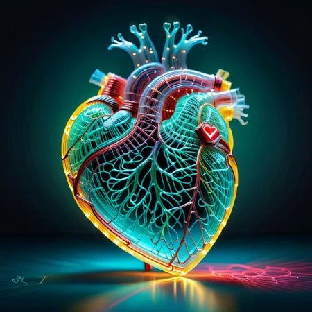 a heart made of tiny neon glass filaments, w0gf1l, heart art,
masterpiece, best quality, ultra details, intricate, ornate, filigree,
 ultrarealistic, creative, artistic