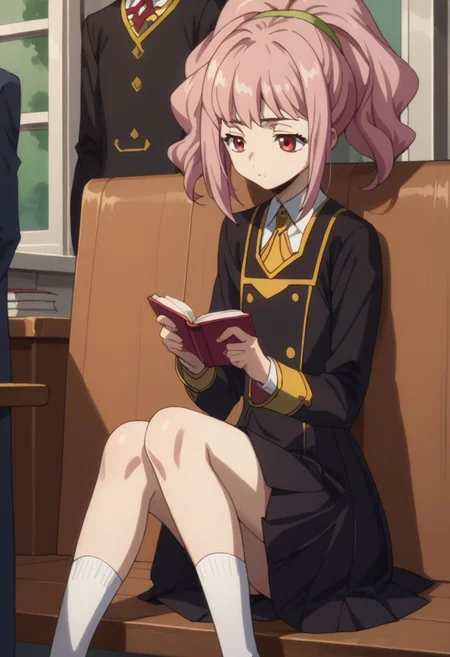 score_9, score_8_up, score_7_up, source_anime,
anya, long sleeves, dress, school uniform, socks, black dress, eden academy school uniform,