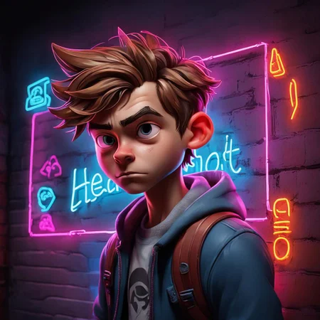 pc gamer boy , graffiti neon images of a neon lit sign with the text 'HeadshoT'
