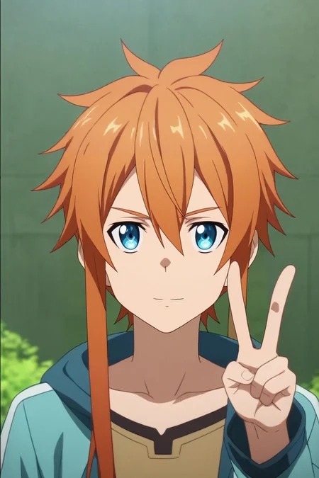 score_9, score_8_up, score_7_up, source_anime, rating_safe, anime screencap, , , depth of field, 1boy, male focus, light blue eyes, copper hair, long hair,, solo, symmetry, machu picchu, dark, v, peace sign, giggling, <lora:sao_style_pony:0.82>, sao_style, , <lora:sdxl_lightning_8step_lora:1>