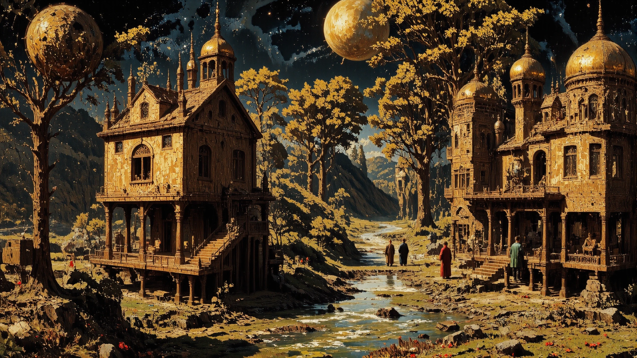 (stilt house) beautiful surreal space landscape, woman, intricate, very detailed, multilayer paint style, colorful, <lora:Hand v2:1> <lora:Anti-Blur:1> <lora:Insane Detail Slider:0.5>   <lora:Flux.1_Turbo_Detailer:0.6> <lora:flux-photo-transparent_Alpha_1.0:0.8> <lora:flux.1_lora_flyway_Epic-detail_v2:1> <lora:Painterly01b_CE_FLUX_AIT:0.8> pntrlyCE_style, <lora:VividlySurreal:0.8> <lora:PsykeV1:0.6>