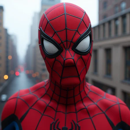 Hyperrealistic art of  <lora:detailed photorealism style v3:1>
detailed photorealism style, hyperrealism art style, realistic textures, photorealistic style, Hyperrealism (visual arts), A cinematic skin texture style still image of a spider - man in a red suit with a city in the background, detailed wrinkles, skin tags, perfect skin tone color, stretch marks, hyperrealism, realism, unrealengine, realistic, detailed skin pore, film still, still photography style, sharp style, detailed style, perfect style, perfection style, Kodak film skin color tone style, fujifilm skin tone color style, professional photography style, skin textured, skin texture style, perfect face, perfect mouth, perfect nose, perfect lips, perfect eyes, perfect ears, perfect skin, perfect skin pores, perfect body, perfect hair, very detailed skin pores, perfect skin texture style, solo, looking at viewer, 1boy, upper body, male focus, artist name, blurry, bodysuit, mask, blurry background, superhero, red bodysuit, spider web print, depth of field, watermark, web address, instagram username, facebook username, spider-man, Extremely high-resolution details, photographic, realism pushed to extreme, fine texture, incredibly lifelike