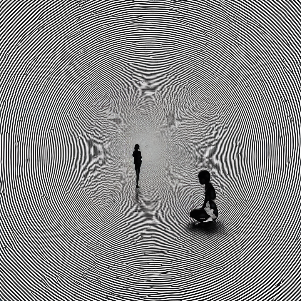 a person in tunnel , black and white line  <lora:neg4all_bdsqlsz_xl_V6:1>   <lora:SDXL_black_and_white_line_Sa_May:1>