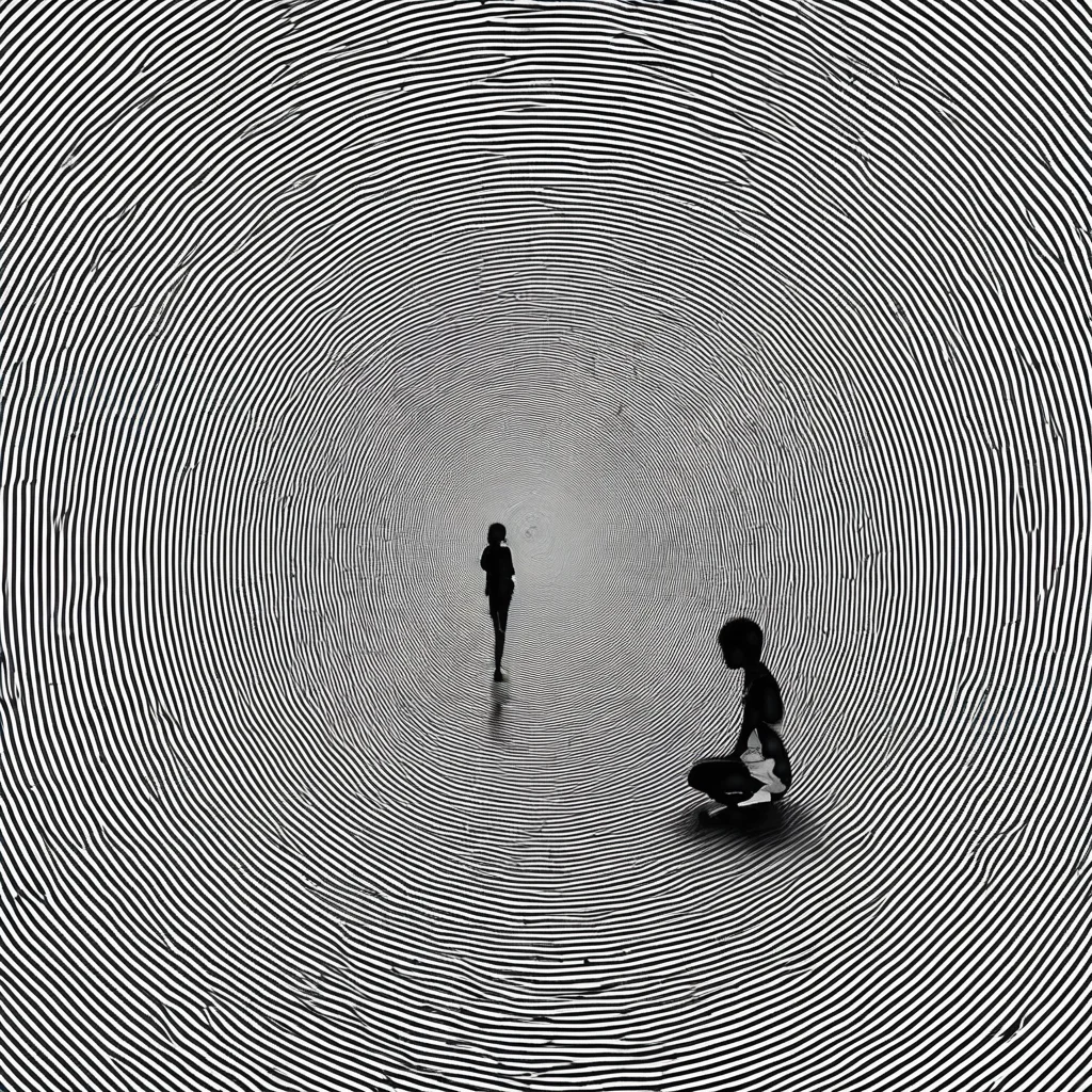 a person in tunnel , black and white line <lora:neg4all_bdsqlsz_xl_V6:1> <lora:SDXL_black_and_white_line_Sa_May:1>