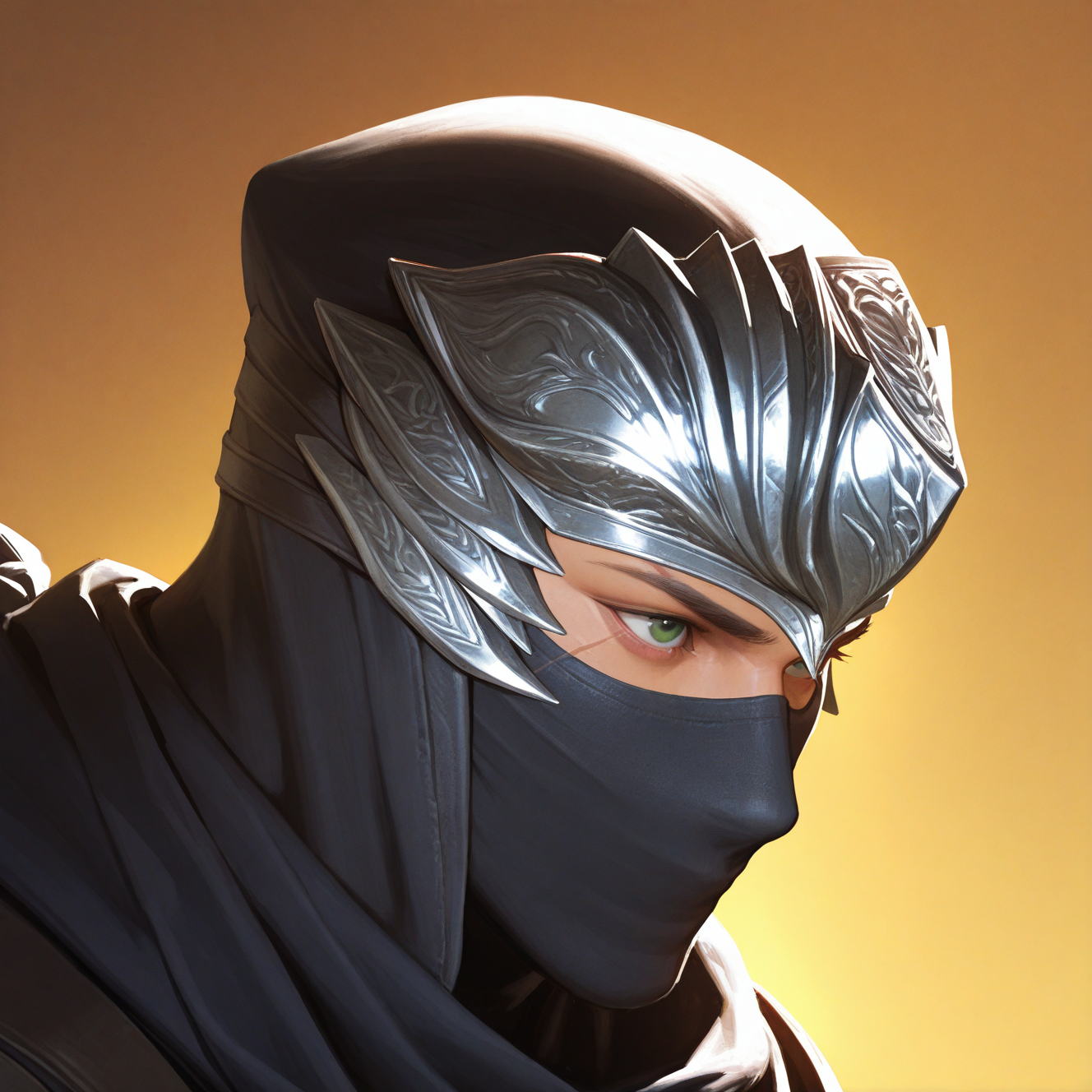 <lora:RYU_HAYABUSA:1> ryu_hayabusa, solo, 1boy, green eyes, male focus, blurry, scarf, armor, looking to the side, blurry background, mask, scar, helmet, portrait, mouth mask, realistic, covered mouth, looking ahead, ninja, black scarf, forehead protector, helm, ninja mask, motion blur, film grain, abstract, natural lighting, fantasy, cinematic, very awa, masterpiece, best quality, absurdres, newest, perfect quality, detailed background, intricate details, (artist:fl \(l-fl\):0.7), (artist:tooboshoo:0.7), (artist:dizdoodz:0.8)