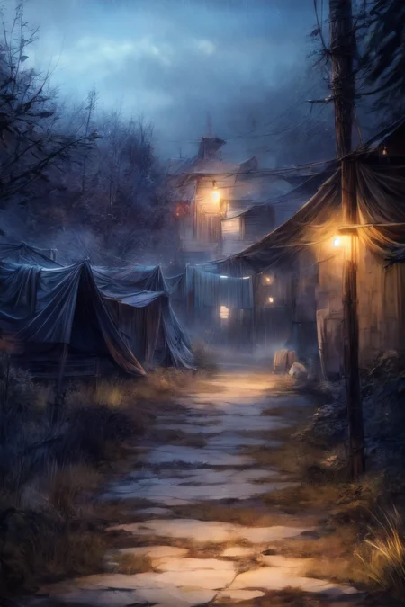 (masterpiece:1.2), (best quality,:1.2), 8k, HDR, ultra detailed, ((photorealistic)), professional light, cinematic lighting, fashion photography, ambient lighting, atmospheric effects, a small slaver camp in the Wasteland, style-rustmagic, epiCPhoto
<lora:add_detail:3>, <lora:Wasteland:1>